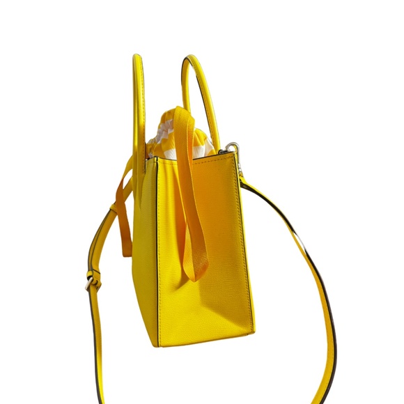 Kate Spade New York Trista Leather Shopper Satchel Crossbody in Yellow Sesame - Picture 2 of 5